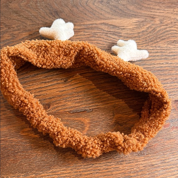 Other - Brown Fuzzy Kids Headband with Antler Design